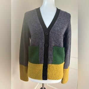 COS Multicolor Color Block V-Neck Cardigan
